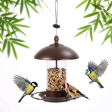 Bird Feeder, Bird Feeders for Outside Outdoors Hanging, Birds Feeder Adjustable Feeder with Wide Seed Tray and Rainproof Roof, Plastic, for Garden, Backyard, Terrace