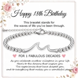 Birthday Gift Waves Bracelet for Women, Stainless Steel 4MM Bead Bracelet