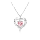 Birthstone Heart Necklace, 12 Stones, 925 Silver, Adjustable Chain