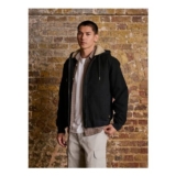 Black Canvas Borg Lined Hooded Jacket