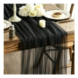 Black Chiffon Table Runner 150x300cm Sheer Boho Wedding Decor