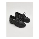 Black Chunky Boat School Shoes