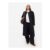 Black Collarless Belted Coat 14