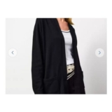 Black Cotton Longline Pocket Cardigan 8