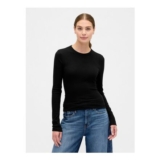 Black Essential Ribbed Crew Neck T-Shirt