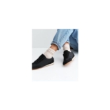 Black Faux Brushed Leather Panelled Jogger Trainers