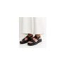 Black Faux Leather Hardware Detail Flatform Sandals