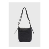 Black Faux Leather Messenger Bag