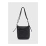 Black Faux Leather Messenger Bag
