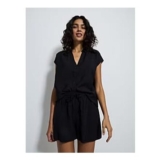 Black Linen Look Loose Shorts