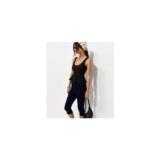 Black Linen Rich Scoop Neck Sleeveless Top