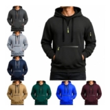 Black Mens Quarter Zip Hoodie Pullover, Long Sleeve Sweatshirt