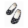Black Polka Dot Print Ballerina Slippers