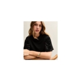 Black Sequin Sleeve Short Sleeve Top