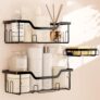 Black Shower Caddy 3 Pack,Stainless Steel Bathroom Shelf Organiser No Drilling,Adhesive Shower Storage Rack with Soap Holder,Black