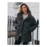 Black Shower Resistant mid Length Padded Coat