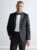 Black Signature Marzotto 100% Italian Wool Check Tuxedo Suit Jacket