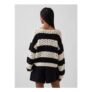 Black Stripe Crochet Boat Neck Jumper