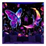 Blacklight Butterfly Moon Tapestry UV Reactive Wall Hanging 150x130cm