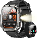Blackview Military Smart Watch for Men Outdoor Adventure 100-Day Ultra-Long Battery LED Torch & Compass Bluetooth Calls 24/7 Health Monitor 150 Sport Modes IP68 Waterproof for iOS Android