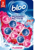 Bloo Power Active Toilet Rim Block Fresh Flowers, with Anti-Limescale, Cleaning Foam, Dirt Protection and Extra Freshness – Pack of 2 Rimblocks