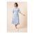 Blue Floral Angel Sleeve Ruched Front Jersey Midi Dress
