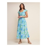 Blue Floral Pleated Mika Midi Dress