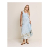 Blue Gingham Embroidered Stacey Midi Dress