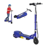 Blue HOMCOM Folding Kids Electric Scooter, Adjustable 7-14 Years