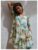 Blue House Print Short Sleeve Button Through Tiered Mini Dress with Linen (Available in Regular or Petite)