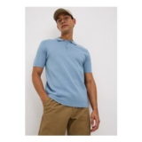 Blue Knitted Polo Shirt