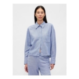 Blue Linen-Cotton Oversized Shirt
