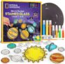 Blue Marble National Geographic Kids Window Art Kit – Stained Glass Solar System Arts & Crafts Kit with Glow in the Dark Planets, Suncatchers, Space Room Décor