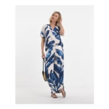 Blue Palm Print Co-Ord Wide Leg Trouser