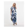 Blue Palm Print Co-Ord Wide Leg Trouser