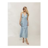Blue Satin Maxi Dress