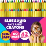 Blue Squid Face Paint Crayons for Kids – 42pcs XL Non-Toxic, Washable Body Paint Crayons – Our Face Painting Kit Makeup Sticks are Easy to Use, Safe for Sensitive Skin and Perfect for a Kids Party
