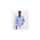 Blue Striped Contrast Collar Long Sleeve Shirt