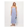 Blue Striped Drop Hem Midi Dress