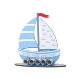 Blue Wooden Boys Christening Boat with Base, 19×16 Cm