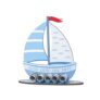 Blue Wooden Boys Christening Boat with Base, 19×16 Cm