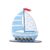 Blue Wooden Boys Christening Boat with Base, 19×16 Cm