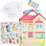 Bluey Stickers Activity Set with Crayons, Colouring Sheets, Foldable Fun Scenes, Kids Activity Packs for Travel, Colouring Set, Gifts for Kids