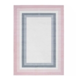 Blush Pink Grey Bordered Living Area Rug