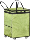 Boczif Rolling Tote Shopping Bags, Reusable Grocery Bag Collapsible Cart with Wheels and Handle, Large Laundry Basket Hamper Bag Storage Organizer for Clothes & Groceries, Trips, Picnic