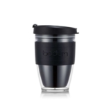 Bodum JOYCUP Travel Mug, 250ml Reusable Double-Wall Coffee Cup with Lid, BPA-Free Plastic and Silicone Grip, Black