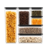 Bodum Set of 6 Storage Jars with Black Lids CANTEEN – BPA-Free & Dishwasher Safe Food Containers – Stackable & Transparent