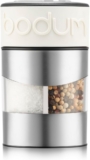 Bodum Twin 2-in-1 Salt and Pepper Grinder White Adjustable Ceramic Mill for Kitchen and Table Easy to Refill