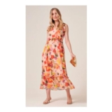 Bold Floral Shimmer Print Strappy Midaxi Dress