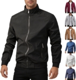 Bomber Jacket Men Stand Full Zip Lightweight Waterproof Jacket M-6Xl